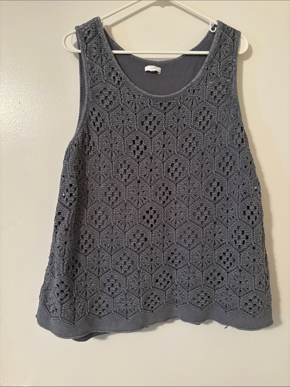 J. Jill Charcoal Crochet Knit Sleeveless Tank